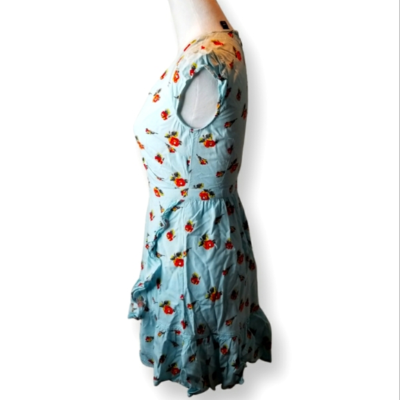 J.Crew Mercantile Sky Blue Flower Print Mock Wrap Dress - Picture 2 of 5